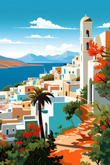 Wall Mural - Illustration of a beautiful view of a tropical island