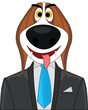Cartoon of the dog in fashionable suit with tie