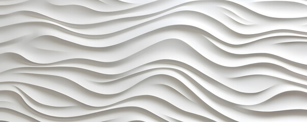 Wall Mural - White relief wave texture on a white wall, in the style of gypsum decorative texture