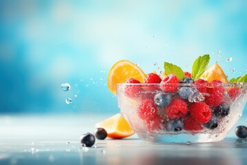 Wall Mural - Fresh fruit with water splash, Generative AI