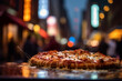 New York-style pizza, American food, bokeh 