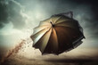 Umbrella Caught In Gust Of Wind, Defying Gravity. Generative AI