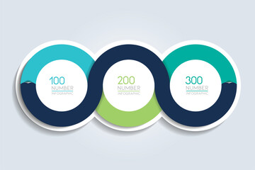 Wall Mural - 3 elements scheme, diagram. three connected circles. infographic template.