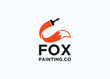 fox with paint brush logo design vector silhouette illustration