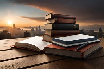 Wall Mural - old books on the table