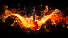 Hell Music Visualization, Burning Guitar In Fire