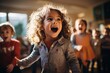 Kindergarten Children Singing And Dancing, Generative AI