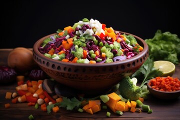 Wall Mural - colorful mix of chopped vegetables in bowl