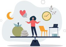 Employee Wellness Programs With Workspace Health Benefits.Job And Relaxation Balance With Company Provided Leisure Services .flat Vector Illustration