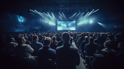 business and entrepreneurship symposium. audience in conference hall. created with generative ai tec