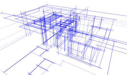 house building sketch architecture 3d illustration