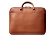 brown leather briefcase isolated on transparent background