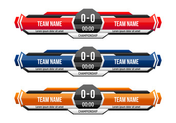 Sport scoreboard with time and result display. Vector template for your design.