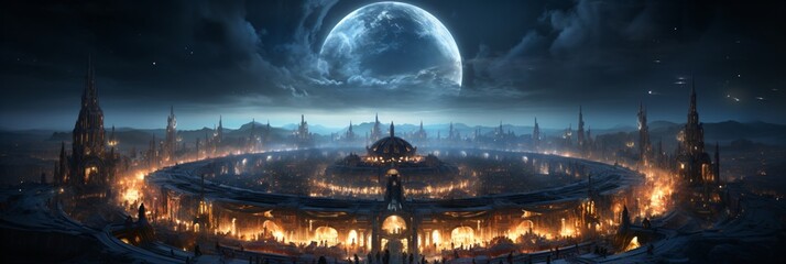 Wall Mural - science fiction cityscape, futuristic high-tech city with advanced infrastructure
