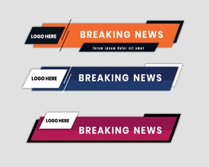 colorful simple clean geometric lower third banner template design premium vector , streaming , spor