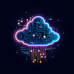 Cloud data storage, cloud computing and data transfer concept. AI generated