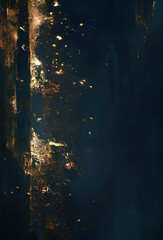 Wall Mural - golden abstract elements on a stylish dark green background with watercolor texture