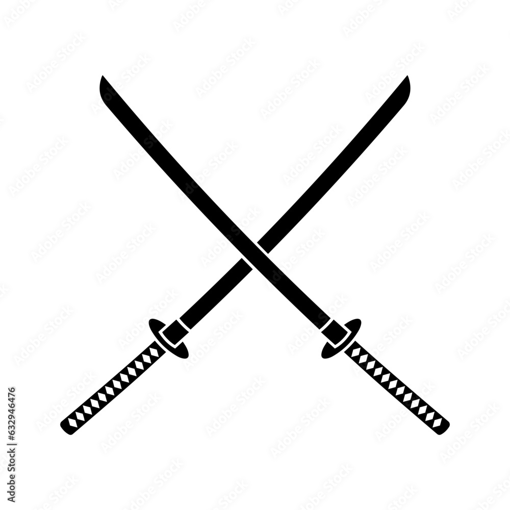 Crossed katana swords, samurai swords Svg Cut File. Isolated vector ...