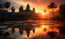 Natural Landscape, Sunrise At Ankor Wat Temple.