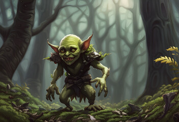 A green goblin in a forest