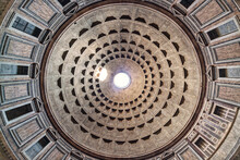 View Of The Cielings Of Pantheon In Rome, Italy