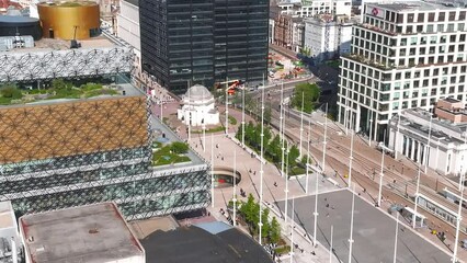 Wall Mural - Aerial view of the library of Birmingham, Baskerville House, Centenary Square, Birmingham, West Midlands, England, United Kingdom.