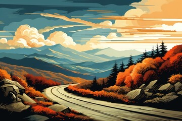 blue ridge parkway in north carolina illustration