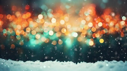 Wall Mural - Christmas Bokeh Lights Background Seamless Snowing Snow Fall Winter Festive Loop Illustration