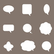 © chonhathai - Set of blank white speech bubbles in flat sticker design for chat symbols, labels, tags or dialogs. Brown styles