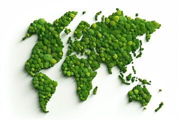 world map green grass surface isolated on a white background.