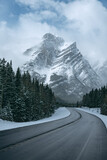 Fototapeta Góry - Snowy mountain road