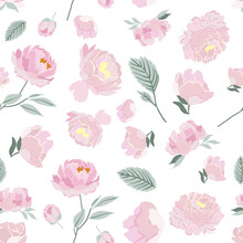 Pink Seamless Pattern With Peony For Background