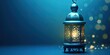 Ramadan Kareem background with Arabic lanterns, Arabic Ramadan celebration lantern on blue background
