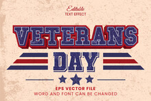 Veterans Day 3d Vintage Style Editable Text Effect