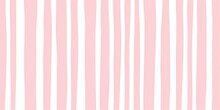 Seamless Playful Hand Drawn Light Pastel Pink Pin Stripe Fabric Pattern. Cute Abstract Geometric Wonky Vertical Lines Background Texture. Girls Birthday, Baby Shower Or Nursery Wallpaper,Generative AI