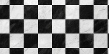 Seamless Black And White Checker Or Chess Board Marble Tile Background Texture. Kitchen Or Bathroom Natural Stone Wall, Floor Or Countertop. A High Resolution Tileable Luxury Pattern 3D, Generative AI