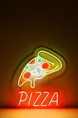 Canvas Print - Colorful neon sign pizza. Trendy style. Food style. Neon sign. Custom neon. 