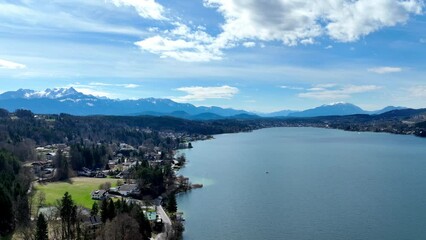 Wall Mural - Lake Woerthersee in Austria - aerial view - travel photography