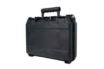 A black plastic driller case on a white isolated background