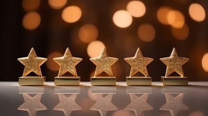 Wall Mural - 5 five golden stars for product rating reviews for websites and mobile applications