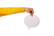 Talk bubble speech icon in hand isolated on transparent background