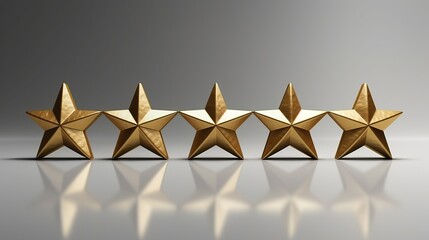 Wall Mural - 5 five golden stars for product rating reviews for websites and mobile applications