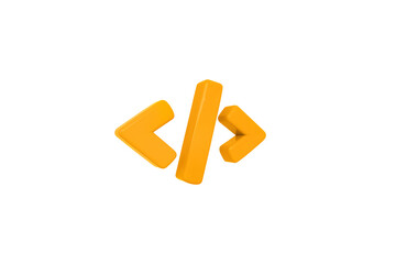 Programming 3d render code icon.  Programming code symbol, Coding or Hacker background. Development and software concept.