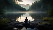 Embracing Solitude, a person meditating in a tranquil setting, conveying the power of introspection and self-discovery. AI generative