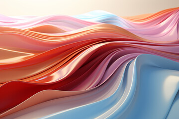 Aufkleber - abstract pc desktop background with soft waves and lines in pastel colors.  Generative AI technology.