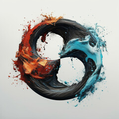 Leinwandbilder - An abstract representation of the yin yang symbol using bold lines and contrasting colors, invoking a sense of contemporary art. Generative AI technology.
