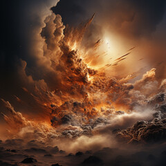 Poster - A photograph of a swirling dust storm on Mars, showcasing the planet's dynamic weather patterns and their potential impact on future missions.  Generative AI technology.