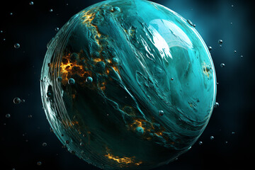 Poster - A series of images compiled to create a time-lapse video showing Uranus' peculiar rotation on its side, emphasizing its axial tilt.  Generative AI technology.