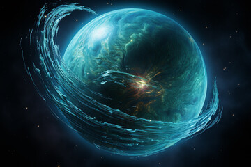 Poster - A series of images compiled to create a time-lapse video showing Uranus' peculiar rotation on its side, emphasizing its axial tilt.  Generative AI technology.