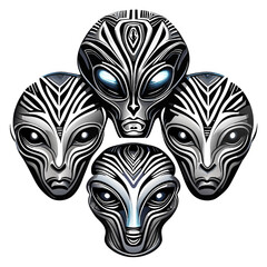 Wall Mural - alien heads. Vector illustration. Isolated on white background.